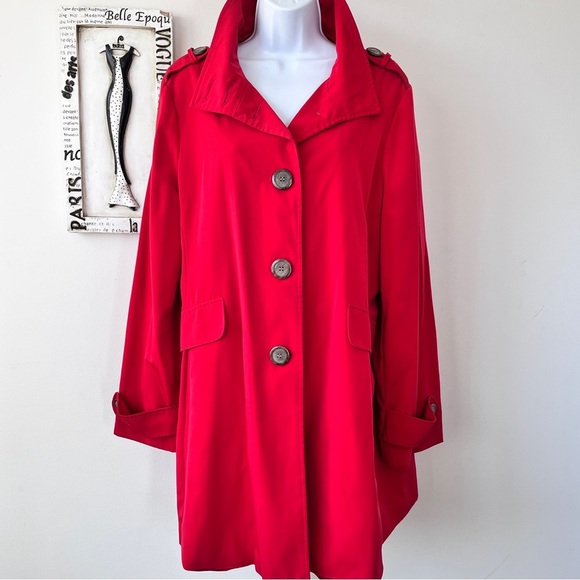 Vintage Marvin Richard’s Red Swing Trench Coat Raincoat Women’s Size XL - Picture 1 of 15